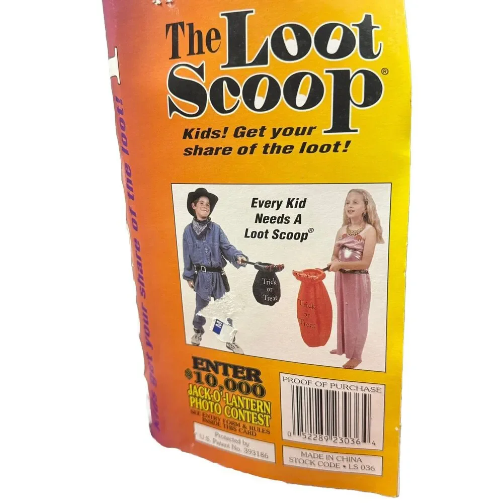 Vintage Halloween Trick Or Treat Loot Scoop Candy Bag Orange Pumpkin Hand Y2K